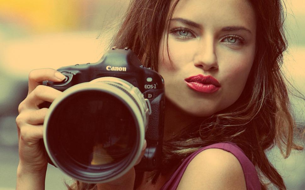 Adriana Lima with Canon Camera wallpaper,with HD wallpaper,canon HD wallpaper,camera HD wallpaper,adriana HD wallpaper,lima HD wallpaper,celebrities HD wallpaper,1920x1200 wallpaper