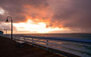 Pier Sunset Ocean HD wallpaper thumb