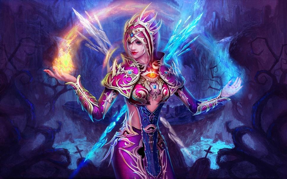 Purple fantasy girl, the magic of Ice and Fire wallpaper,Purple wallpaper,Fantasy wallpaper,Girl wallpaper,Magic wallpaper,Ice wallpaper,Fire wallpaper,1680x1050 wallpaper