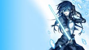 Anime Girl, Blue Background, Sword wallpaper thumb