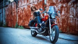 Motorcycle, street, girl wallpaper thumb