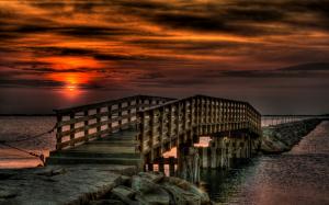 Bridge Beach Sunset  Download Free wallpaper thumb