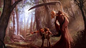 Death and the old man in the woods wallpaper thumb
