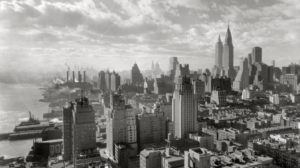 Vintage New York City wallpaper,black and white HD wallpaper,city HD wallpaper,clouds HD wallpaper,vintage HD wallpaper,nature & landscapes HD wallpaper,1920x1080 wallpaper