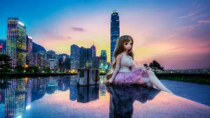 Hong Kong, China, city, buildings, toy, doll, beautiful girl wallpaper thumb