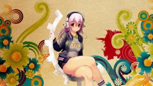 Super Sonico, Anime Girl, Headphones wallpaper thumb
