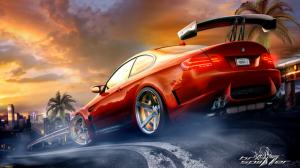 Red BMW M3 sport car in the race wallpaper thumb