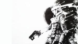 Metal Gear Solid BW White Sketch Drawing HD wallpaper thumb