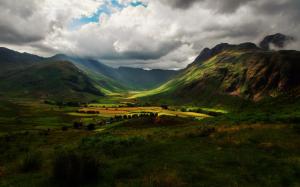 England nature, valley, mountains, hills, fields, sky, clouds, shadow wallpaper thumb