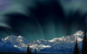 Aurora Borealis and Snowy Mountains wallpaper thumb