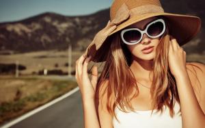 Woman, Road, Sun Hats, Blonde, Tank Top, White Clothing wallpaper thumb