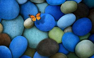 The blue cobblestone, butterfly wallpaper thumb