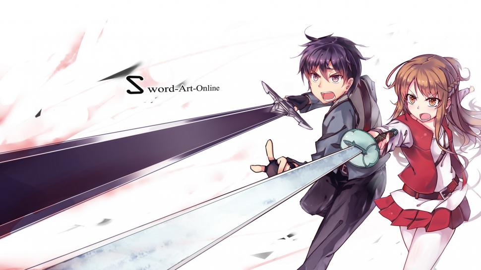 Sword Art Online, Yuuki Asuna, Kirigaya Kazuto, Swords, Anime wallpaper,sword art online HD wallpaper,yuuki asuna HD wallpaper,kirigaya kazuto HD wallpaper,swords HD wallpaper,anime HD wallpaper,1920x1080 wallpaper