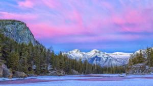 Canada, National Park, river, mountain, clouds, purple sky, winter wallpaper thumb
