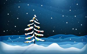 Christmas Tree With Snow and Lights wallpaper thumb