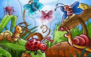 Drawing, Animals, Bees, Spider, Worm, Nature wallpaper thumb