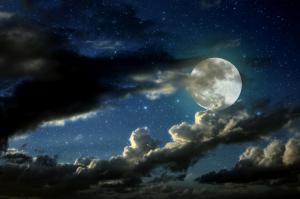 full moon, stars, clouds, shadows wallpaper thumb