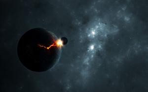Planet Collision Impact Cracked HD wallpaper thumb