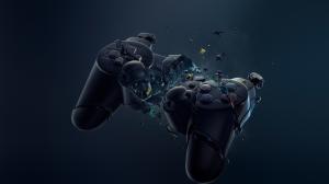 Playstation Controller Exploding Blue HD wallpaper thumb