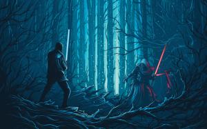 Star Wars: The Force Awakens, movies, Kylo Ren vs Finn Fight wallpaper thumb
