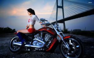 Asian girl on a Harley-Davidson wallpaper thumb