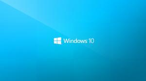 Windows 10, Minimalism, Logo, Typography, Blue Background wallpaper thumb