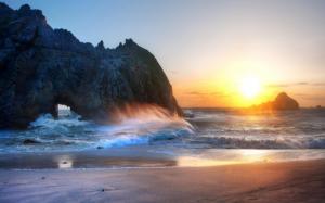 Water Landscapes Nature Beach Arch Hdr Photography Widescreen wallpaper thumb