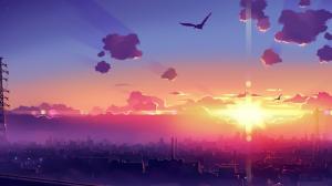 Anime, City, Sunset, Skyline wallpaper thumb