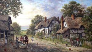 Thatched Cottage Village wallpaper thumb