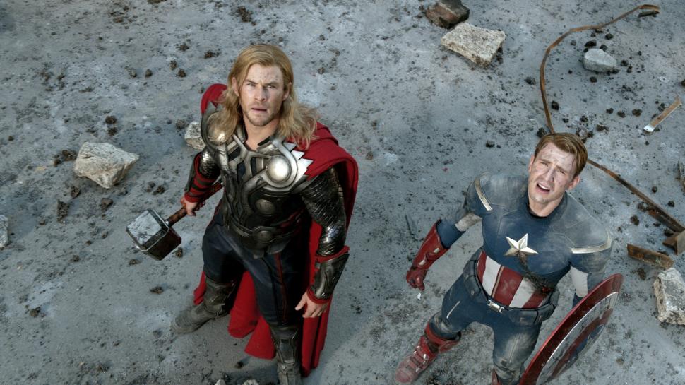 Thor and Captain America in The Avengers wallpaper,Thor HD wallpaper,Captain HD wallpaper,America HD wallpaper,Avengers HD wallpaper,1920x1080 wallpaper