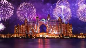 Fireworks Above Palm Atlantis Hotel In Dubai wallpaper thumb