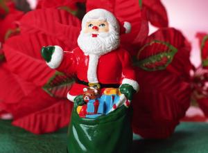santa claus, christmas, toy, sack, flowers wallpaper thumb