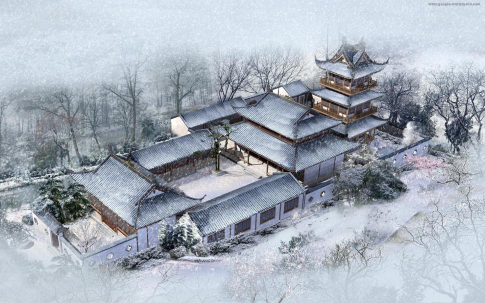 Chinese House wallpaper,house HD wallpaper,snow HD wallpaper,chinese HD wallpaper,beautiful HD wallpaper,winter HD wallpaper,painting HD wallpaper,animals HD wallpaper,1920x1200 wallpaper