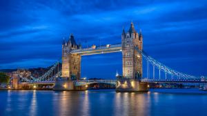 England London, city night river, Thames, Tower Bridge, blue sky, lights wallpaper thumb