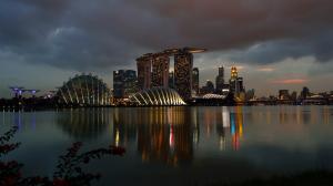 Singapore, Marina Bay Sands, night, lights, buildings, casino wallpaper thumb