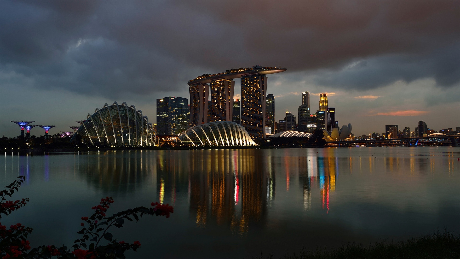 Singapore, Marina Bay Sands, night, lights, buildings, casino wallpaper |  travel and world | Wallpaper Better