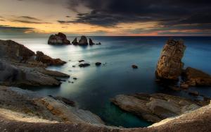 Landscape, Sunset, Sea, Coast, Rock, Sky, Water, Spain, Nature wallpaper thumb