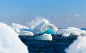 iceberg, sky, water, wave, cold, blue, ocean, splash, antarctica wallpaper thumb