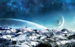 Snow planet fantasy sky wallpaper thumb