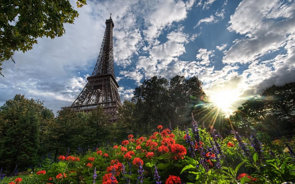 Eiffel Tower Surrounded by Flowers wallpaper,monument HD wallpaper,background HD wallpaper,picture HD wallpaper,2560x1600 wallpaper