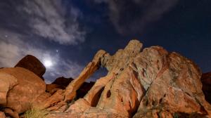 Rock Stone Desert Stars Night Moonlight HD wallpaper thumb