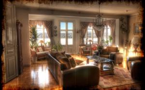 Interior design, retro, sofa, chandelier wallpaper thumb