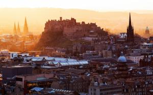 Edinburgh Castle, Scotland, United Kingdom, city, houses, buildings, dawn wallpaper thumb