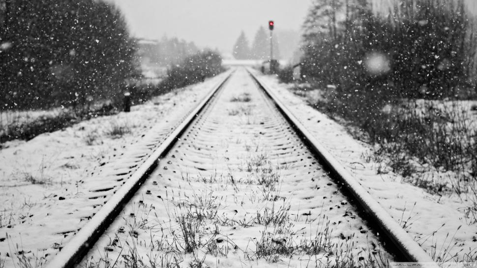 Railroad Rails Snow Winter HD wallpaper,nature HD wallpaper,snow HD wallpaper,winter HD wallpaper,railroad HD wallpaper,rails HD wallpaper,1920x1080 wallpaper