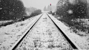 Railroad Rails Snow Winter HD wallpaper thumb