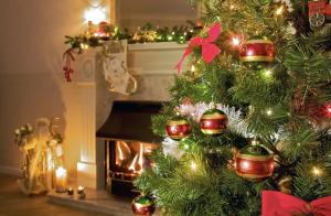 tree, christmas decorations, fireplace, christmas, garland, comfort wallpaper thumb