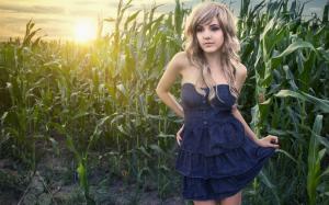 Blonde girl in a corn field wallpaper thumb