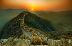 Great Wall of China, Sunset, Landscape, Mountains, Panorama wallpaper thumb