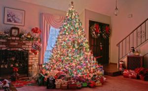 christmas, holiday, tree, presents, fireplace, home wallpaper thumb