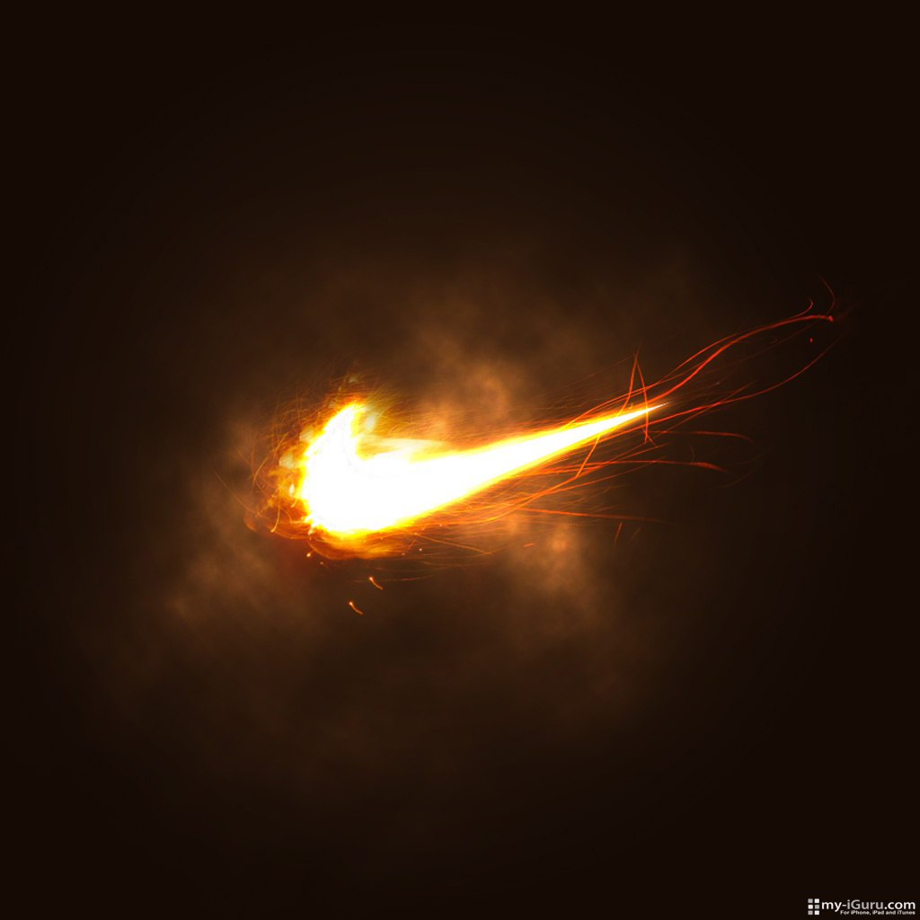 Logo Nike Sparks Shiny Dark Background Famous Sports Brand